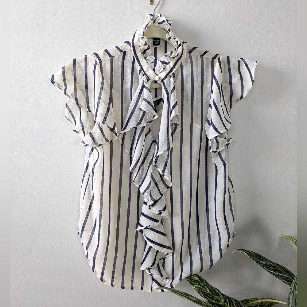 Ralph Lauren Striped Ruffle Sleeve Blouse